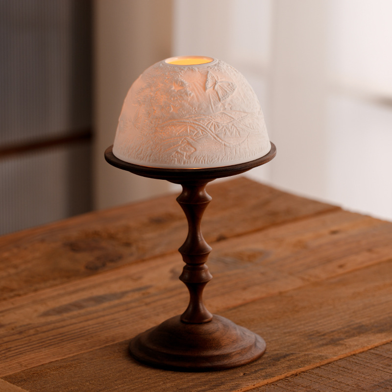 Collectible Vintage Matches - Portacandele vintage in noce con copertura