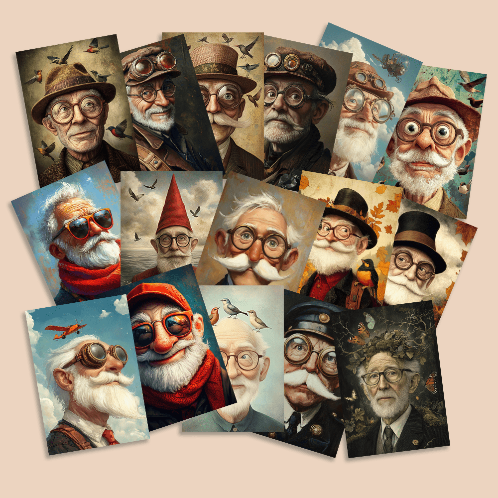 Collectible Vintage Greeting Cards - 32 pezzi, cartoline vintage con nonno