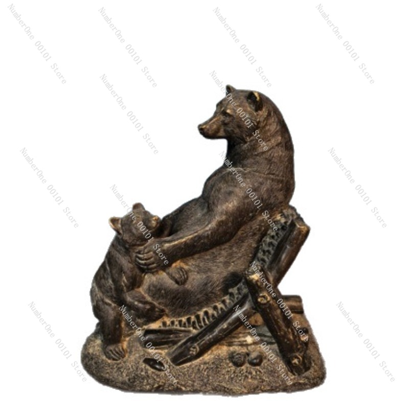 Vintage Collectible Bears - Ornamento di Orso in Bronzo Antico,