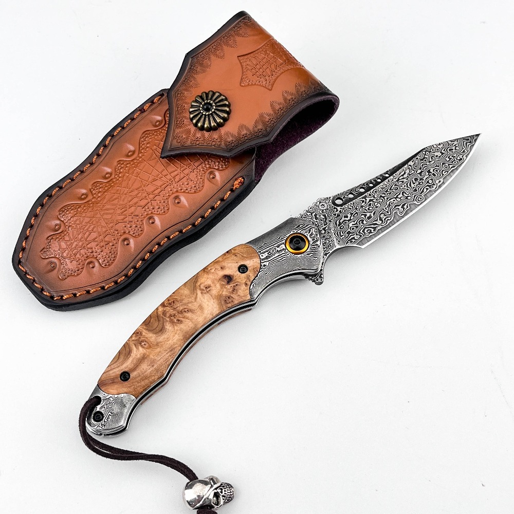 Vintage Collectible Knives - Coltello Pieghevole con Motivo Damascato ad